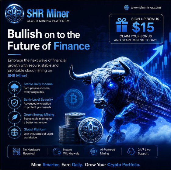 SHR Miner free cloud mining platform for BTC, XRP, and ETH holders with daily crypto mining rewards