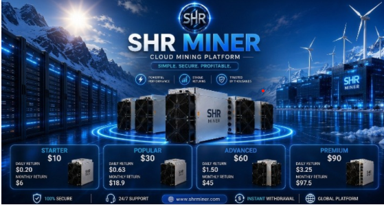 SHR Miner Free Cloud Mining platform offering BTC, XRP, and ETH mining without hardware